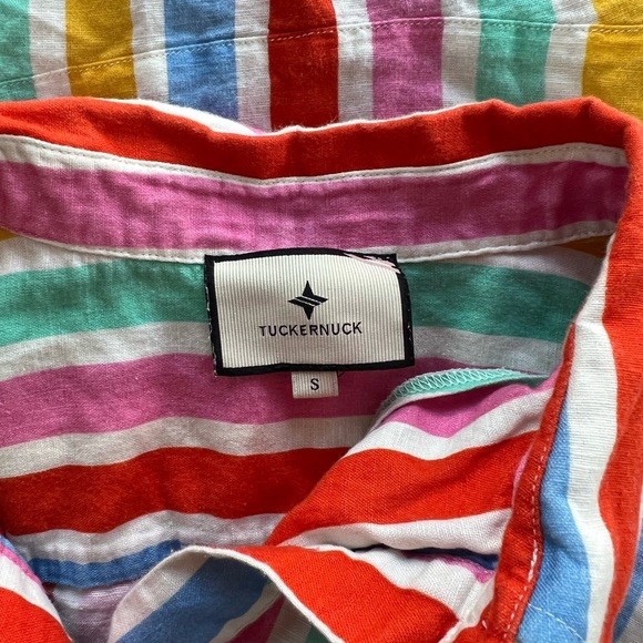 Tuckernuck Callahan Rainbow Stripe Shirtdress in Multi Color, size S - Picture 7 of 10